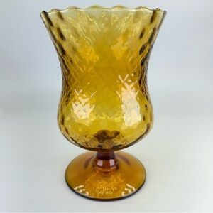 Vintage Empoli Amber Optic Glass Vase